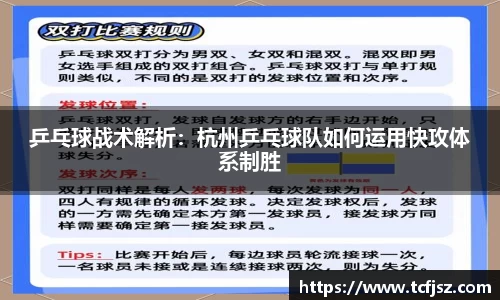 乒乓球战术解析：杭州乒乓球队如何运用快攻体系制胜